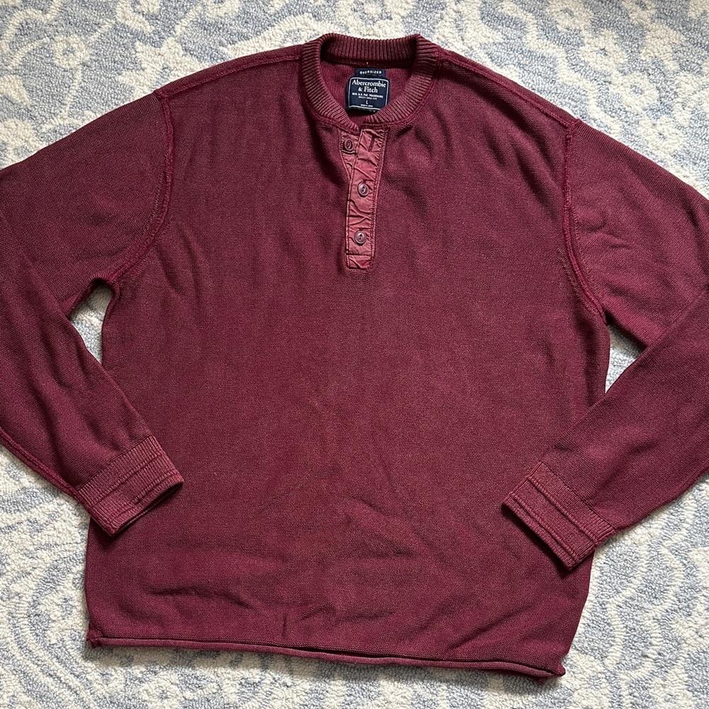Abercrombie & Fitch Burgundy Henley Sweater!
